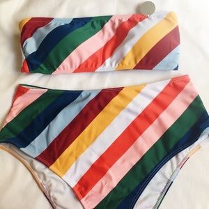 High waisted striped swimsuit— NEVER WORN